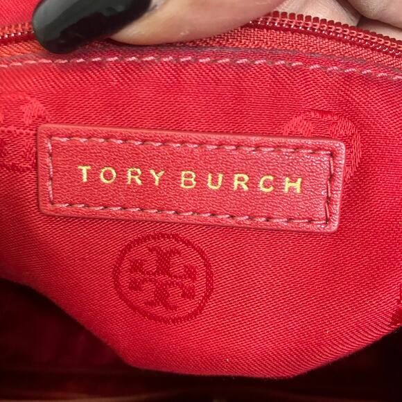 Tory Burch Red Backpack Leather Quilted Nylon Bag - Picture 11 of 13